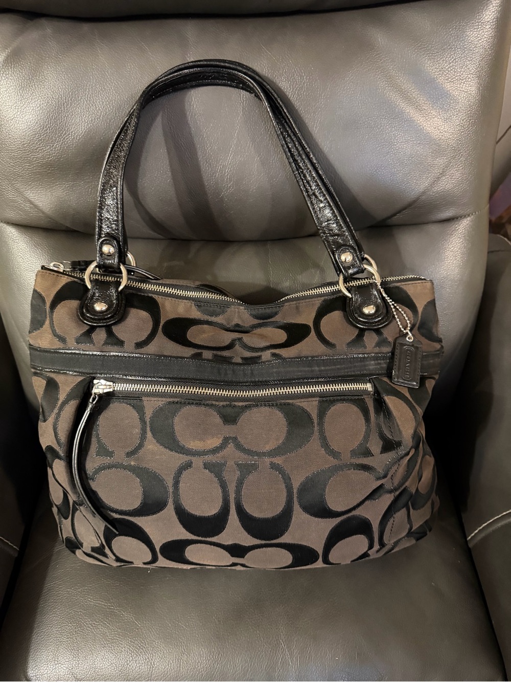 Coach Signature Sateen Canvas Tote Bag